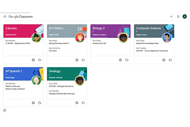screenshot of Google Classroom